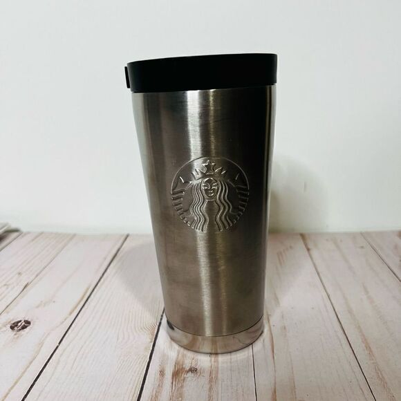 Starbucks 2010 Coffee Silver Embossed Emblem Tumbler Cup Mug - Picture 1 of 4
